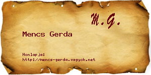 Mencs Gerda névjegykártya